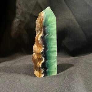 Natural Large Rainbow Fluorite Crystal Quartz Geode Druzy Obelisk Tower